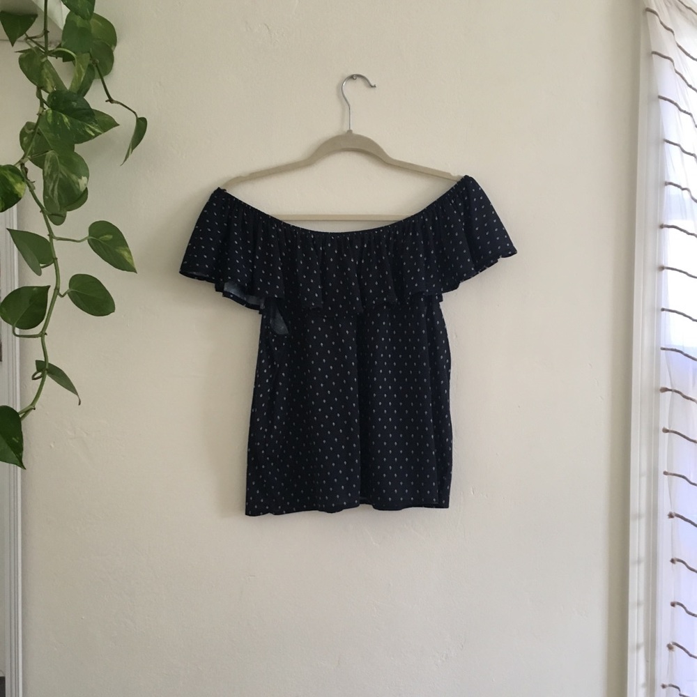 H&M off the shoulder top 6 medium blue